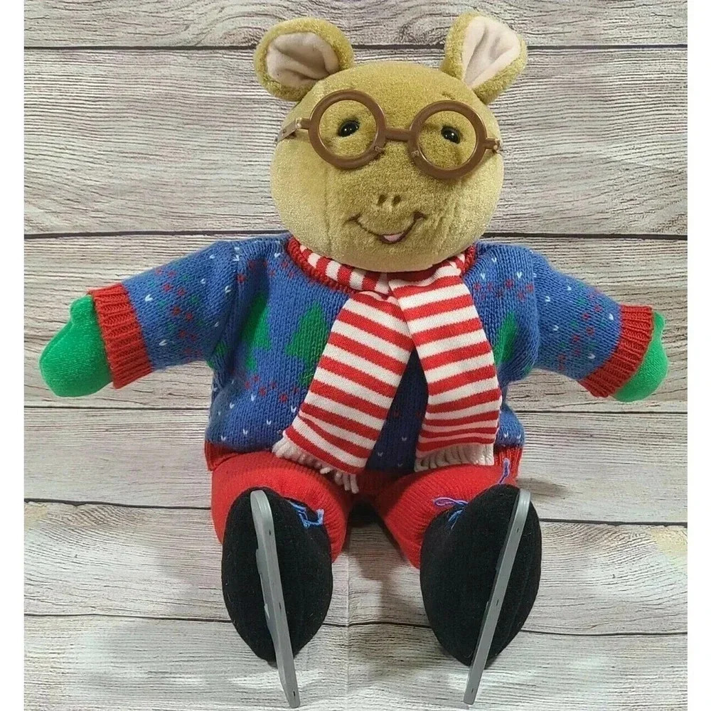 Vintage Eden Marc Brown Plush Arthur Stuffed Animal Ice Skates Scarf 1998